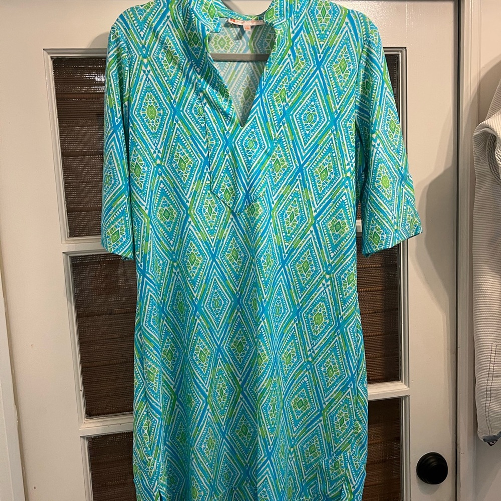 Jude Connally Blue and Green Mini Dress